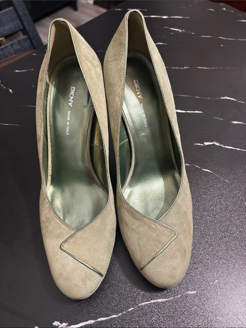 DKNY Olive Green Suede Pumps